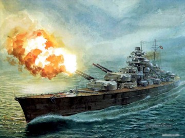 moderne Kriegsschiff Ölgemälde